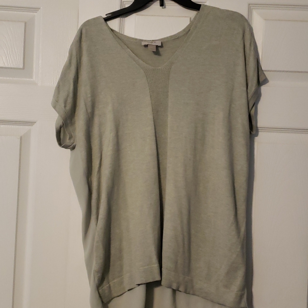 Loft Sage Shirt with Lined Sheer Back